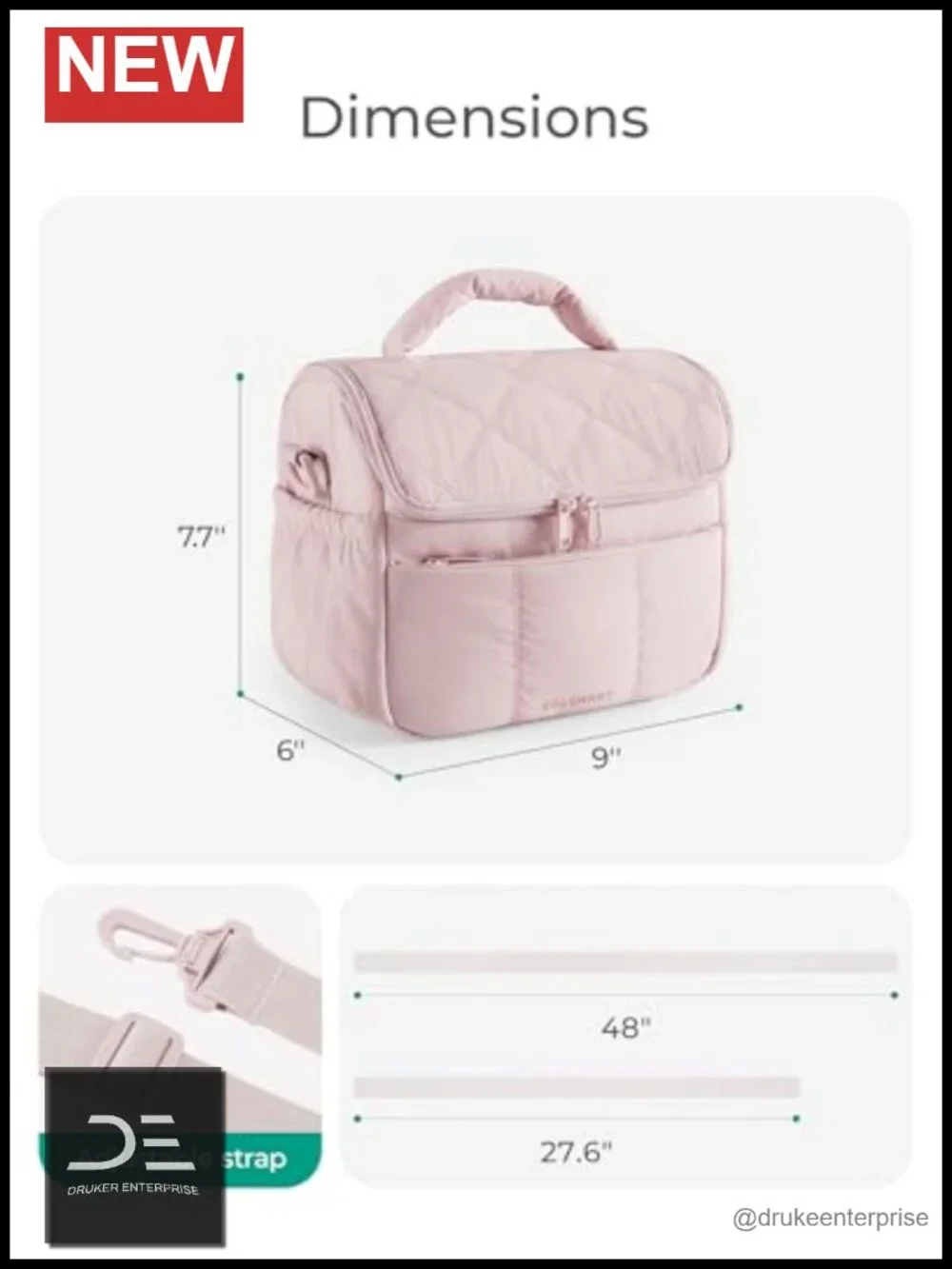 Insulated Quilted Lunch Bag Tote Cooler for Work Picnic Travel